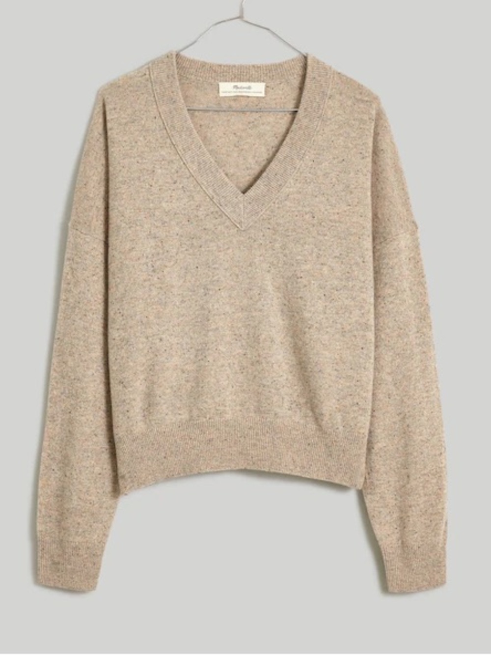 Subtle Luxury beige V-neck cashmere knit sweater